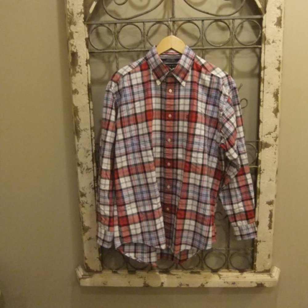 TOMMY HILFIGER MEN PLAID SHIRT-MEDIUM